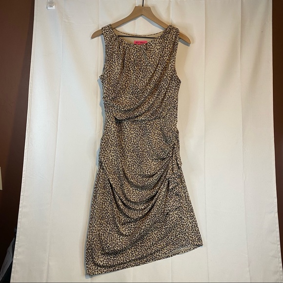 BETSEY JOHNSON Women’s Size 12 Dress Animal Leopard Stretch Sleeveless Lined - Picture 2 of 13